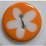 Button - 16mm Orange Pastel Flower