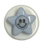 Button -  20mm Smiley Star Blue
