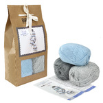 Noah Striped Beanie & Scarf - Blue/Grey