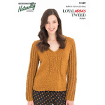 N1389 V-Neck & Cable Sweater Pattern in Loyal Vegas Tweed 8 Ply 
