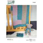N1624 Teddy Bear, Beanie & Log Cabin Pram Blanket