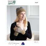 N1629 Fair Isle Hat with Stripey matching Fingerless Gloves