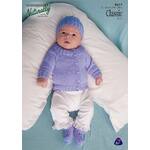 K617 Cardigan worked from neck down, Hat & Booties