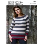 Striped Pullover with Lacy Trimming F997