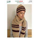 N1728 Naturally Loyal Vegas Tweed Crochet Rib Beanie & Scarf
