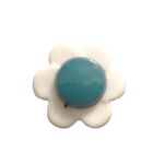 Button - 14mm Flower White/Green