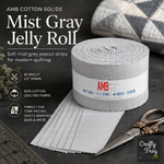 AMB Cotton Solids Mist Gray Jelly Roll – 40 x 2.5" Strips