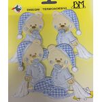 Iron on Motifs - Four Bears with Blankets Blue
