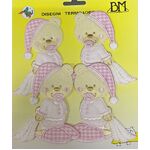 Iron on Motifs - Four Bears with Blankets Pink