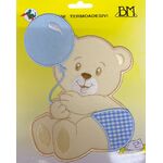 Iron on Motifs - Bear with Balloon Blue