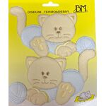 Iron on Motifs - Cat and Ball Blue