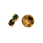 Rondelle - 6mm Gold/Emerald