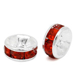 Rondelle - 6mm Silver/Red