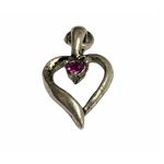 Charm - Heart Pendant Pink Stone Silver