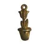 Charm - Potted Tulip Tarnished Gold