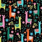 Fat Quarters - Culture Club - Painted Llamas - DCX9793-Black 