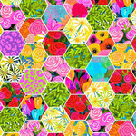 Fat Quarters - Quilt Retreat - Hexies White Multi DP25149-10