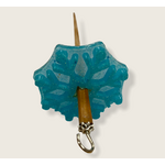 Drop Spindle - Aqua Snowflake with Wooden Shaft