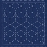 Fabric Piece - Sashiko Panel Navy - Cubes