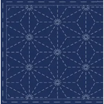 Fabric Piece - Sashiko Panel Navy - Flowers