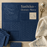 Sashiko Panels Ocean - Navy