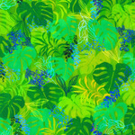 Fabric Piece - Midnight in the Jungle RK2197145 Tropical Foliage in Moss