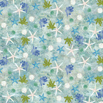 Fat Quarter - Coral Reef Digital Shells Light Teal (Y4380-103)
