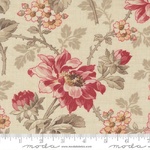 Fat Quarter - Joie de Vivre - Cream Floral with Crimson Blooms (M13980 11)