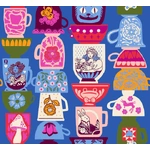 Fat Quarter- Hello Alice ? Cups Stack Blue 55cm x 50cm