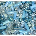 Bead - Seed/Bugle Mix Blue/Silver 100gms