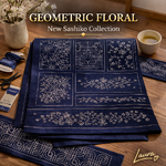 Geometric Floral Collection Sashiko Panel