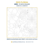 GF01 – Blossoms on Geometric Grid Sashiko Panel (13" Square)