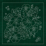 GF03 – Blossom Bouquet Sashiko Panel - Green