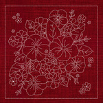 GF03 – Blossom Bouquet Sashiko Panel - Red