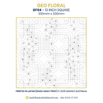 GF04 – Scattered Florals on Geometric Ground Sashiko Panel (13″ Square)