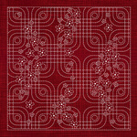 GF04 - Scattered Florals on Geometric Ground Sashiko Panel - Cherry Red