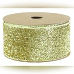 38mm Glitter Velvet Ribbon - Gold
