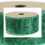 38mm Glitter Velvet Ribbon - Bottle Green