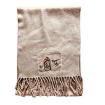 Hand Embroidered Scarf Tan Toast