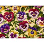 Fabric- Flower Festival - Pansies Yellow Violet