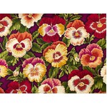 Fabric- Flower Festival - Pansies Burgundy Flame