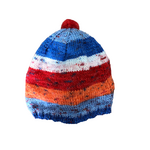 Knitted Beanie - Caron Cupcakes - Blue/Red