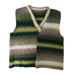 Adult's Knitted Garter Stitch Vest - Green/Brown/Gold