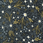 Fabric - Gilded Collection Metallic Flowers Black Gold - 110cm wide