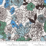 Fat Quarter - True To Hue - Hidden Facet Florals Dusty Sky (M1156041)