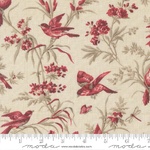 Joie de Vivre ? Cream Bird Print Red Songbirds (M13983 11)