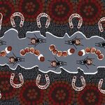 Fabric - Gahering Bush Food Black $24 metre