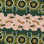 Fabric - Gathering Bush Food Green Tan $24 metre