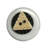 Button -  16mm Round Black with Cream Triangle