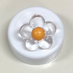 Button - 17mm Orange/Clear Flower